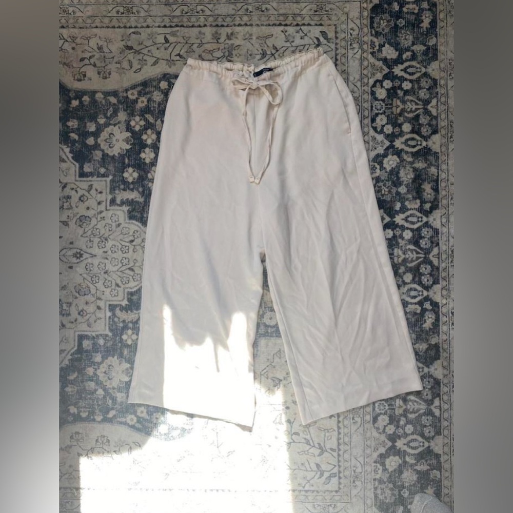 Mango Basics Beige Flowy Trousers